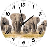 Glass wall clock elephants 29 cm