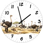 Glass wall clock ostriches 29 cm