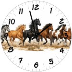 Glass wall clock horses 29 cm