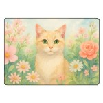 Glass chopping board cat flowers 28.5 x 20 cm