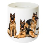 Ceramic German Shepherd piggy bank 9.5 cm