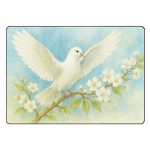 Glass cutting board with two open-winged doves, 28.5 x 20 cm
