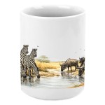 Ceramic pencil holder with zebras and wildebeest � Cbkr�ation