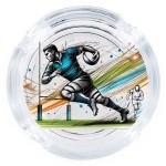 Glass Rugby Ashtray 9.5 cm Printed in France Cbkr�ation