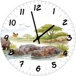 29 cm Glass Wall Clock with Hippos � Made in France - Cbkr�ation