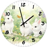 Glass Wall Clock Rabbits 29 cm � Made in France - Cbkr�ation