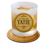 Frosted glass �Auntie Vintage� with matching coaster