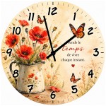 Poppy and Butterfly Glass Wall Clock 29 cm - Cbkr�ation