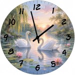 Swan and Water Lily Glass Wall Clock 29 cm - Cbkr�ation