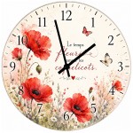 Poppy Glass Wall Clock with Inspirational Quote 29 cm