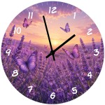 Lavender Field Glass Wall Clock 29 cm