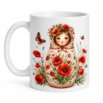 Russian Doll Poppy Mug � Floral Ceramic Mug 350ml