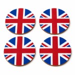 Set of 4 United Kingdom flag coasters 9.5 cm