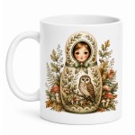 Russian doll woodland owl mug 350 ml
