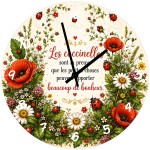 Ladybirds and Wildflowers Glass Wall Clock 29 cm