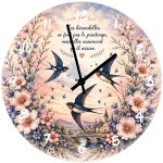 Swallows Glass Wall Clock with Spring Quote 29 cm