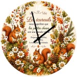 Squirrels Glass Wall Clock with Inspirational Quote 29 cm