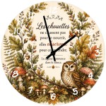 Owl Glass Wall Clock with Inspirational Quote 29 cm