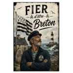 Breton Metal Wall Sign Proud to be Breton 30 x 20 cm Vintage Dec