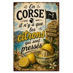 Vintage Corsica Metal Wall Sign Lemon Kitchen Decor 30 x 20 cm