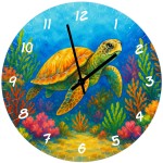 Sea Turtle Glass Wall Clock 29 cm Ocean Coastal Decor