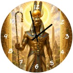 Ancient Egyptian Amun-Ra Glass Wall Clock 29 cm