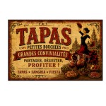Tapas Metal Sign Spanish Sangria Vintage Decor 30 x 20 cm