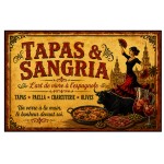 Tapas & Sangria Metal Sign Spanish Vintage Decor 30 x 20 cm