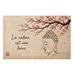 Zen Buddha Metal Wall Plaque Cherry Blossom Quote 30 x 20 cm