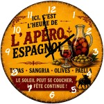 29 cm Glass Wall Clock Spanish Aperitif Kitchen Decoration