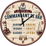 29 cm Glass Wall Clock Captain's Bar Nautical Vintage Decor