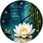 Lotus and Bamboo Glass Wall Clock 29 cm