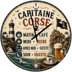 Corsica Captain Glass Wall Clock 29 cm Vintage Coastal Decor