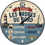 French Nautical Captain Humour Glass Wall Clock 29 cm