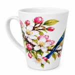 Blue bird and blossom floral ceramic mug 320 ml