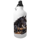 Black Horse Water Bottle 500ml Aluminium Equestrian Gift