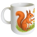 Red squirrel ceramic mug 320 ml, woodland nature design