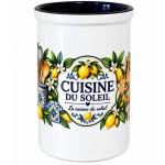 Ceramic Kitchen Utensil Holder Lemon Mediterranean Design 13 cm