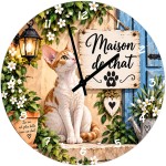 Devon Rex cat glass wall clock 29 cm ginger and white design