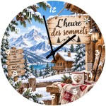29 cm Glass Wall Clock Mountain Chalet Ski Design