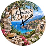 29 cm Glass Wall Clock Corsica Sea and Mountain Design