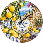 Lemon glass wall clock 29 cm Mediterranean French design