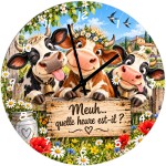 Cow glass wall clock 29 cm funny French farmhouse design