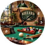Billiards glass wall clock 29 cm gift for pool and billiard  fan