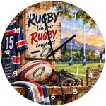 Rugby glass wall clock 29 cm gift for player and rugby fan