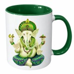 Ganesh Ceramic Mug Green Inside and Handle 350 ml