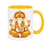 Ganesh Ceramic Mug Yellow Inside and Handle 350 ml