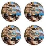 Set of 4 vintage motorcycle coasters 9.5 cm