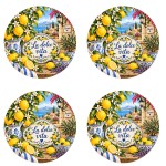 Set of 4 lemon Provence coasters 9.5 cm