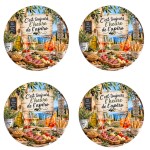 Set of 4 Mediterranean aperitif drink coasters 9.5 cm